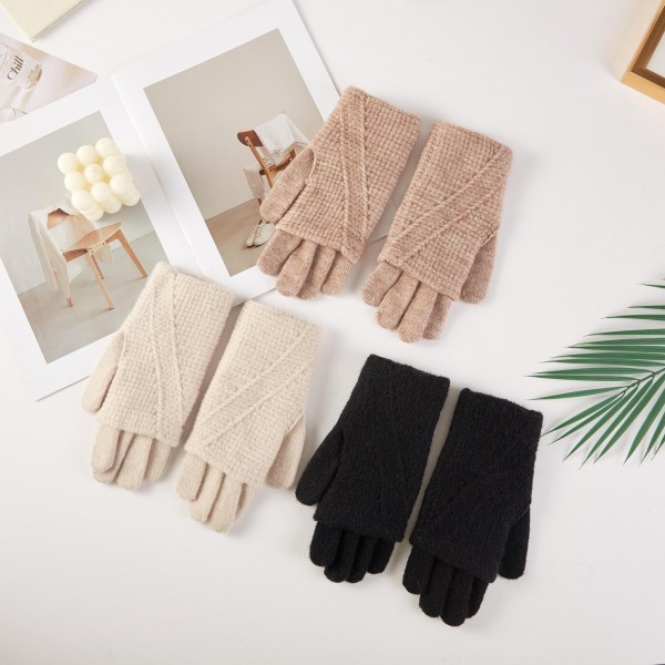 Fold Over Knit Gloves 

- One Size Fits Most 
- 100% Polyester 