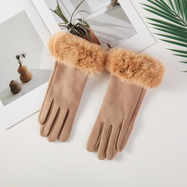 Soft Knit Gloves With Faux Fur Cuffs 

- One Size Fits Most 
- 100% Polyester 