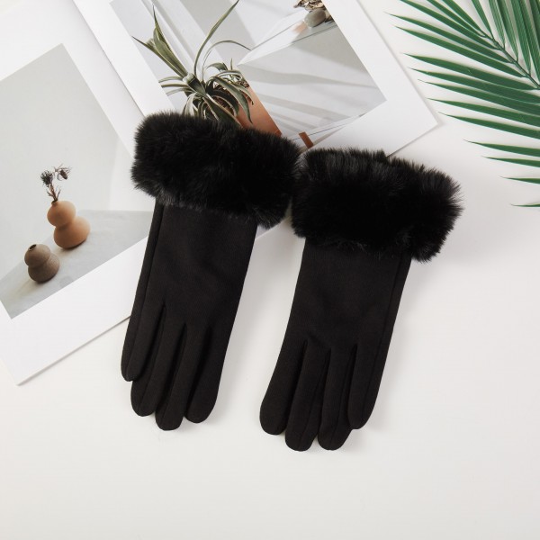 Soft Knit Gloves With Faux Fur Cuffs 

- One Size Fits Most 
- 100% Polyester 