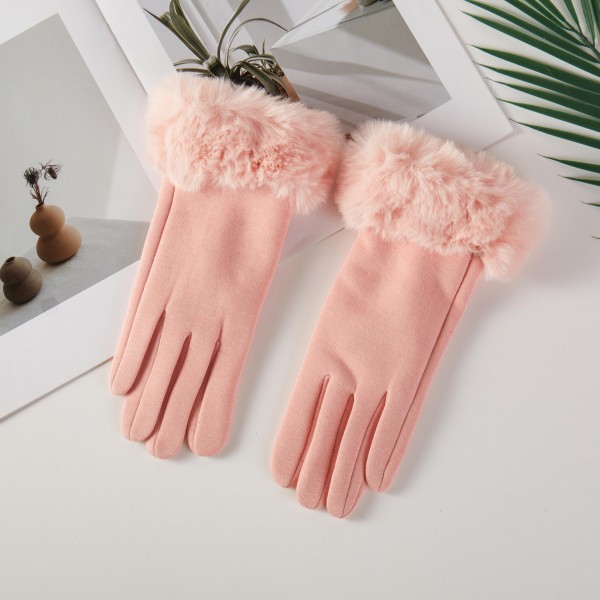Soft Knit Gloves With Faux Fur Cuffs 

- One Size Fits Most 
- 100% Polyester 