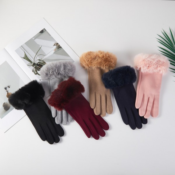 Soft Knit Gloves With Faux Fur Cuffs 

- One Size Fits Most 
- 100% Polyester 