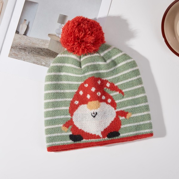 Christmas Gnome Beanie With Pom

- One Size Fits Most 
- 100% Acrylic 