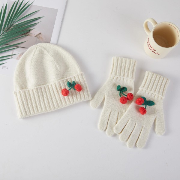 Cherry Themed Beanie & Glove Set 

- One Size Fits Most 
- 100% Acrylic 
