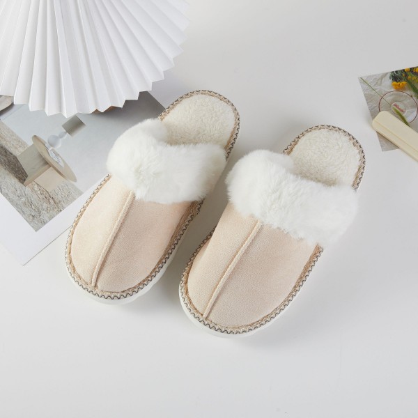 Faux Fur & Suede Slippers With Cross Stitch Detail (6-Pack)

- Rubber Sole
- 100% Polyester