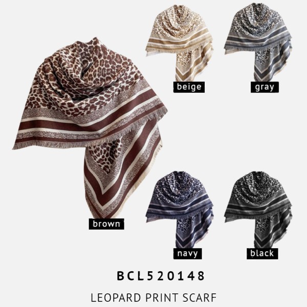 Do Everything In Love Leopard Print Scarf With Fringed Edge - 100% Polyester view 5