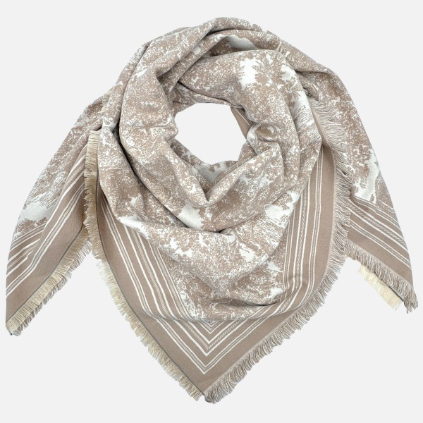 Soft Flower Print Scarf With Fridge Edge - One Size - Approximately L 51 x W 49 - 100% Acrylic view 5