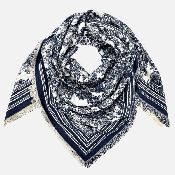 Soft Flower Print Scarf With Fridge Edge - One Size - Approximately L 51 x W 49 - 100% Acrylic view 5