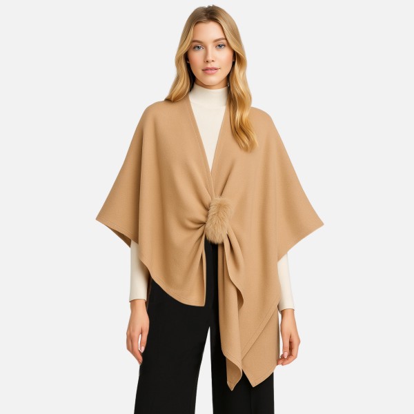 Do Everything In Love Ruana Wrap With Faux Fur Strap

- One Size Fits Most (0-14)
- L 26.4" x W 43.3"
- 100% Acrylic