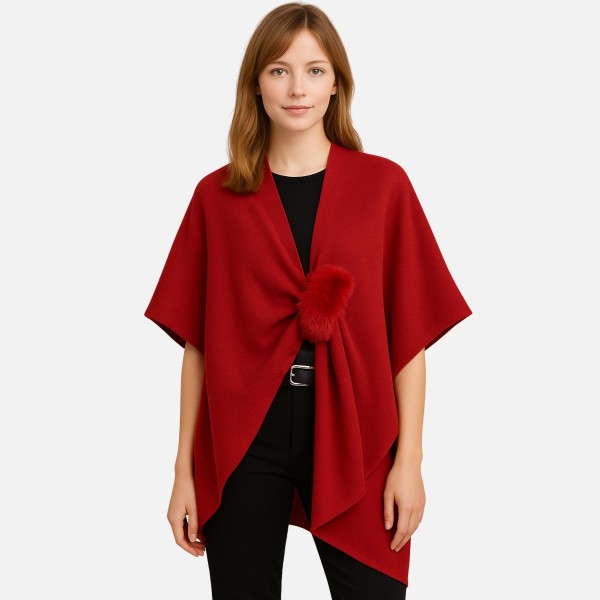 Do Everything In Love Ruana Wrap With Faux Fur Strap

- One Size Fits Most (0-14)
- L 26.4" x W 43.3"
- 100% Acrylic