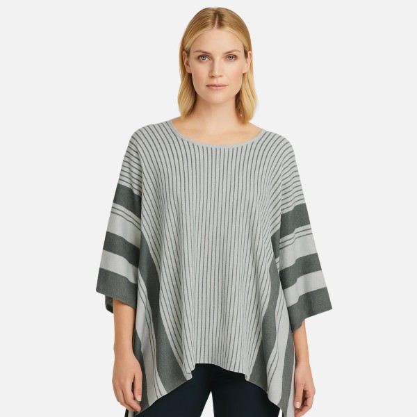 Do Everything In Love Soft Knit Striped Poncho 

- One Size Fits Most (0-14)
- 100% Polyester 