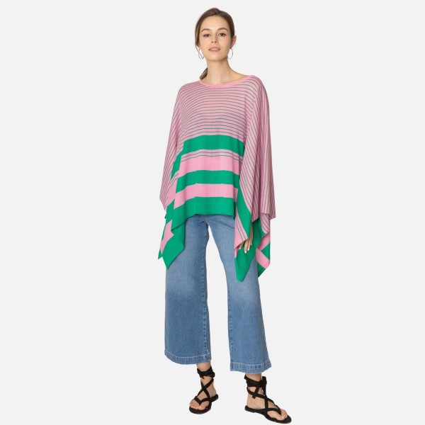 Do Everything In Love Soft Knit Striped Poncho 

- One Size Fits Most (0-14)
- 100% Polyester 