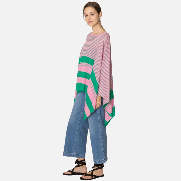 Do Everything In Love Soft Knit Striped Poncho 

- One Size Fits Most (0-14)
- 100% Polyester 