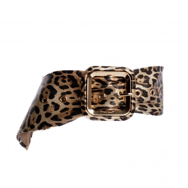Wide Vegan Leather Leopard Print With Open Square Buckle Belt

- Approximately 48" L X 3.5" W
- 100% PU