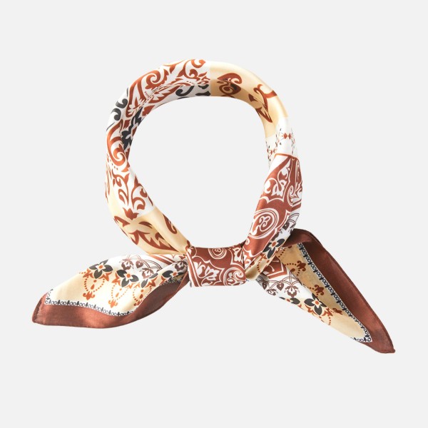 Paisley & Arabesque Oriental Bandana Scarf

- Multi-Use: Scarf, Bandana, Bag Tie ETC
- Approximately 27.5"L X 27.5"W
- 100% Polyester