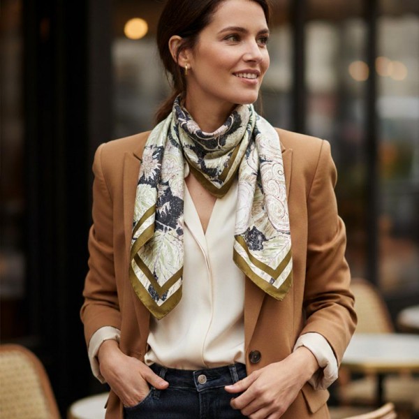 Abstract Floral Print Bandana Scarf

- Multi-Use: Scarf, Bandana, Bag Tie ETC
- Approximately 35"L X 35"W
- 100% Polyester