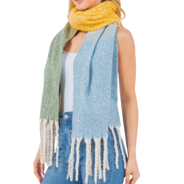 Wholesale three Knit Scarf Long Fringe Acrylic