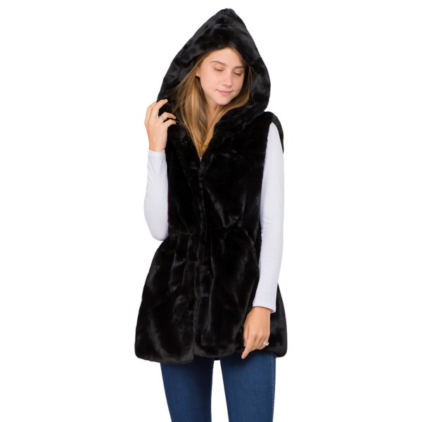 Faux Fur Hooded Vest 

- One Size Fits Most 
- 100% Polyester 