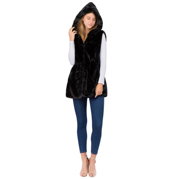 Faux Fur Hooded Vest 

- One Size Fits Most 
- 100% Polyester 