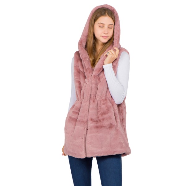 Faux Fur Hooded Vest 

- One Size Fits Most 
- 100% Polyester 