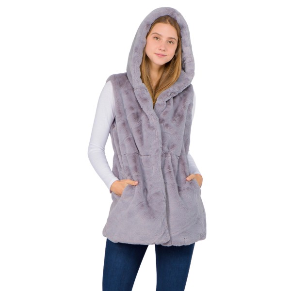 Faux Fur Hooded Vest 

- One Size Fits Most 
- 100% Polyester 