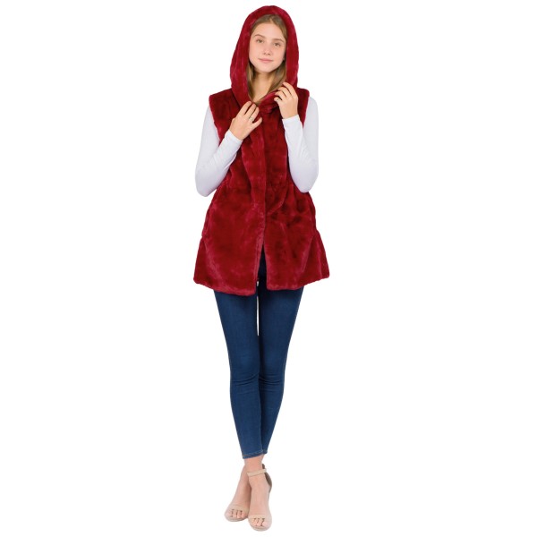 Faux Fur Hooded Vest 

- One Size Fits Most 
- 100% Polyester 