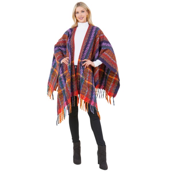 Multi Color Knit Shawl With Fringe

- One Side Fits Most 
- 100% Acrylic 