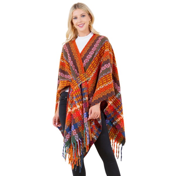Multi Color Knit Shawl With Fringe

- One Side Fits Most 
- 100% Acrylic 