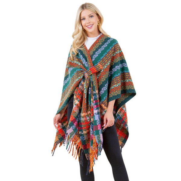Multi Color Knit Shawl With Fringe

- One Side Fits Most 
- 100% Acrylic 