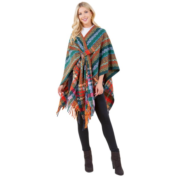 Multi Color Knit Shawl With Fringe

- One Side Fits Most 
- 100% Acrylic 