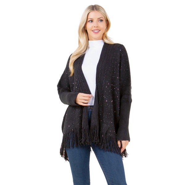 Sequin Kimono With Fringe 

- One Size Fits Most 
- 100% Acrylic 