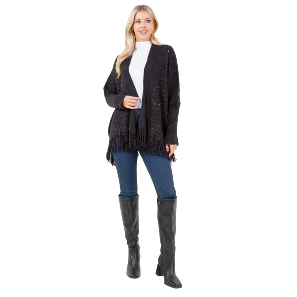 Sequin Kimono With Fringe 

- One Size Fits Most 
- 100% Acrylic 