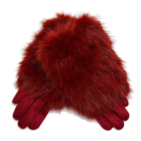 Wholesale folded Fur Cuff Gloves One Fits Most Polyester Spandex