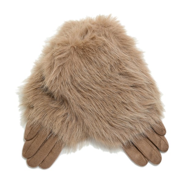 Wholesale folded Fur Cuff Gloves One Fits Most Polyester Spandex