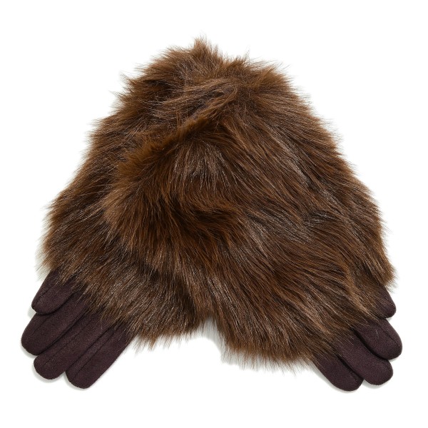 High Folded Fur Cuff Gloves 

- One Size Fits Most 
- 95% Polyester / 5% Spandex  