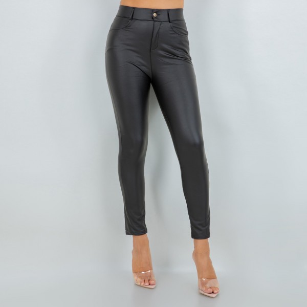 High Rise Straight Leg Vegan Leather Pants  (6-Pack)

- Straight Leg
- Pockets
- Belt Loops
- 75% Polyamide / 15% Elasthanne / 10% Pu
