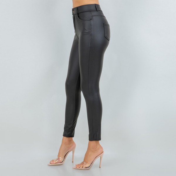 High Rise Straight Leg Vegan Leather Pants  (6-Pack)

- Straight Leg
- Pockets
- Belt Loops
- 75% Polyamide / 15% Elasthanne / 10% Pu
