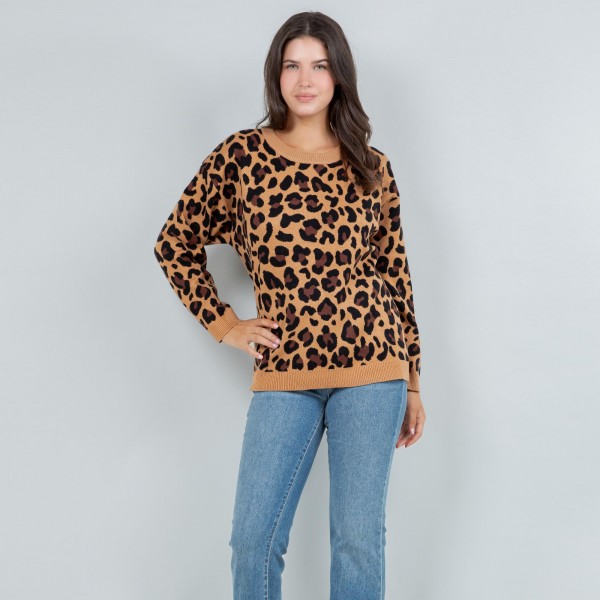 Soft Knit Leopard Print Sweater (2 Pack)

- Crew Neckline
- 50% Viscose / 28% Nylon/ 22% PBT 
