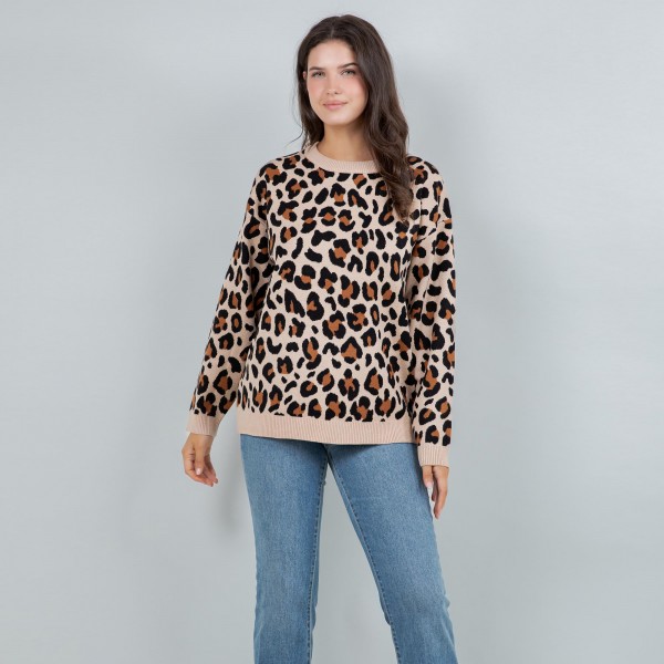 Soft Knit Leopard Print Sweater (2 Pack)

- Crew Neckline
- 50% Viscose / 28% Nylon/ 22% PBT 
