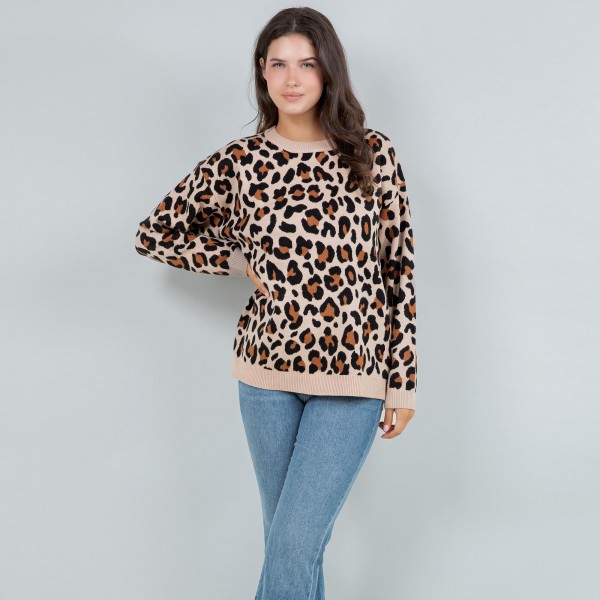 Soft Knit Leopard Print Sweater (2 Pack)

- Crew Neckline
- 50% Viscose / 28% Nylon/ 22% PBT 

