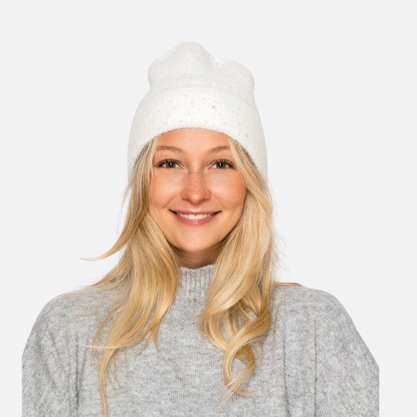 Wholesale fuzzy Knit Cuff Beanie Faux Fur Pom Rhinestone Details One Fits Most P