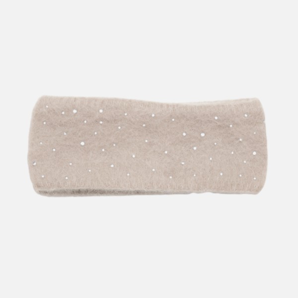 Wholesale fuzzy Knit Headwrap Rhinestone Details One Fits Most Polyester