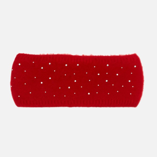 Wholesale fuzzy Knit Headwrap Rhinestone Details One Fits Most Polyester