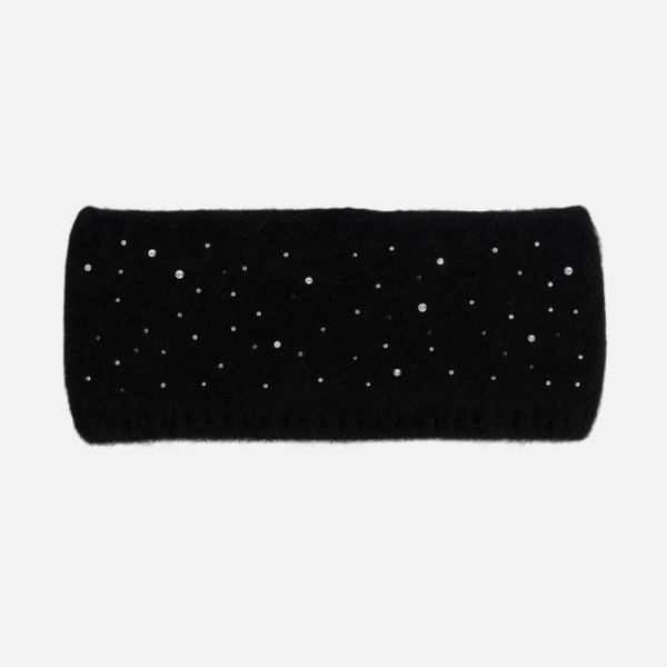 Wholesale fuzzy Knit Headwrap Rhinestone Details One Fits Most Polyester