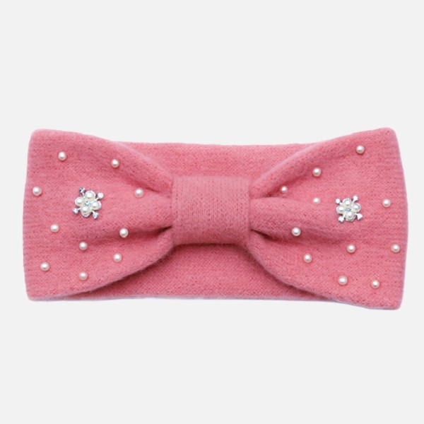 Wholesale fuzzy Knit Knotted Headwrap Pearls Pearl Cluster Details One Fits Most