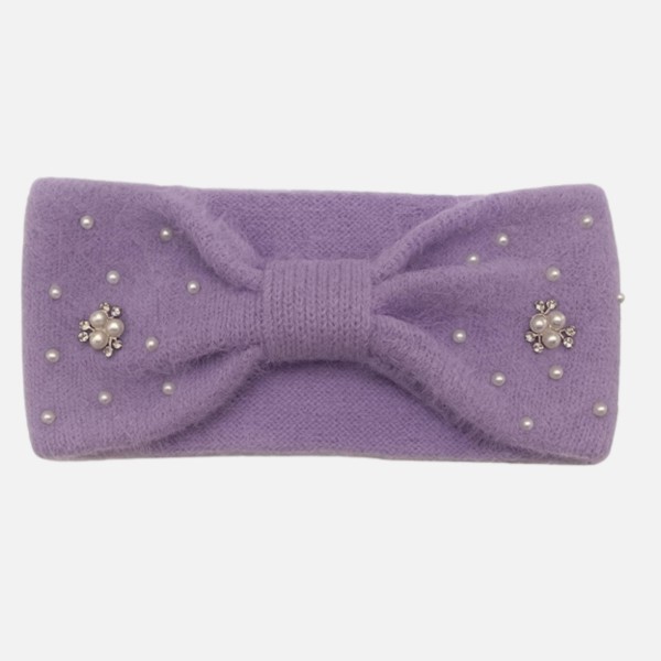 Wholesale fuzzy Knit Knotted Headwrap Pearls Pearl Cluster Details One Fits Most