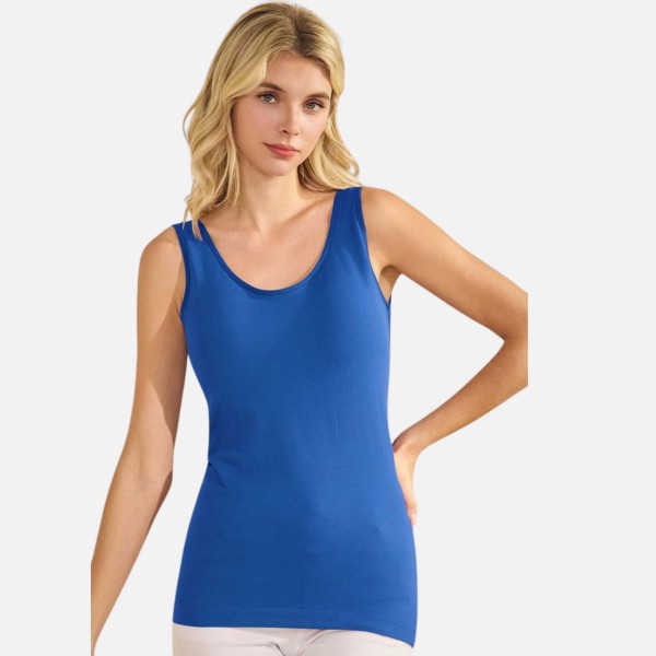 Reversible Seamless Tank With Built-In Bra

- Seamless Construction
- U & V Neckline
- Self Fabric Binding
- 92% Nylon  8% Spandex