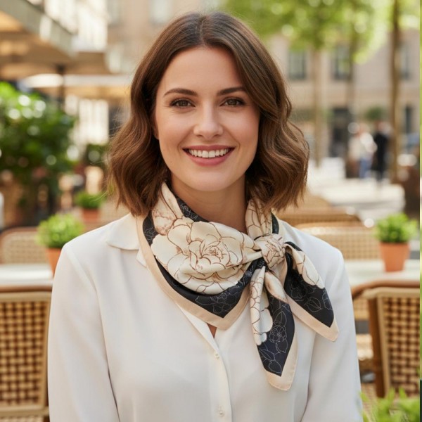 Large Flower Print Bandana Scarf

- Multi-Use: Scarf, Bandana, Bag Tie ETC
- Approximately 35"L X 35"W
- 100% Polyester