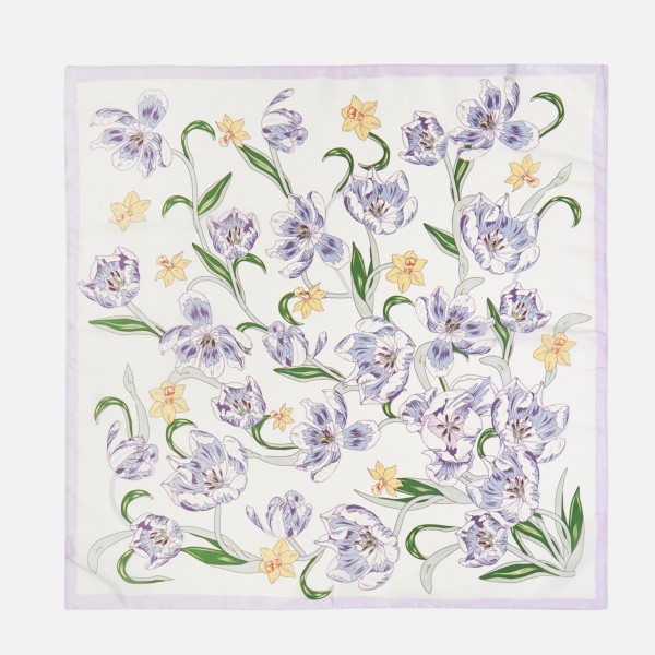 Floral Print Bandana Scarf - Multi-Use: Scarf, Bandana, Bag Tie ETC - Approximately 35"L X 35"W - 100% Polyester view 5