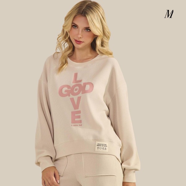 God Is Love Corduroy Pullover Graphic Sweatshirt

- Crew Neck 
- Dropped Shoulder For A Relaxed Silhouette
- Soft Fabric For All-Day Comfort
- Full-Length Sleeves With Cuff Bands 
-  98% Polyester 2% Spandex