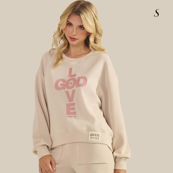 God Is Love Corduroy Pullover Graphic Sweatshirt

- Crew Neck 
- Dropped Shoulder For A Relaxed Silhouette
- Soft Fabric For All-Day Comfort
- Full-Length Sleeves With Cuff Bands 
-  98% Polyester 2% Spandex